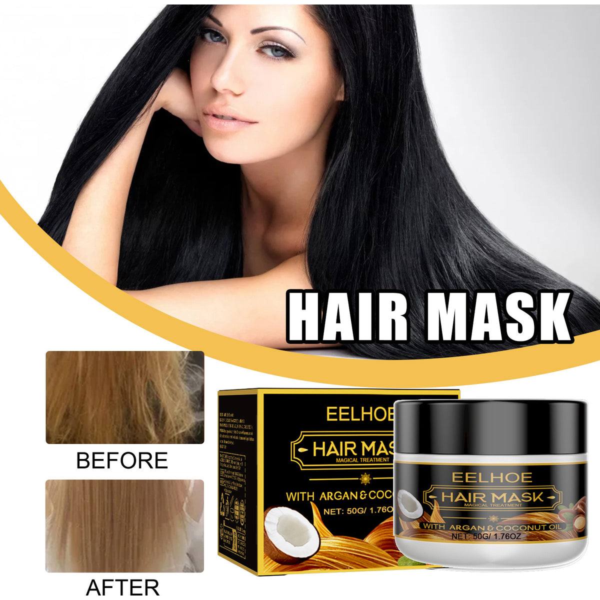 EELHOE Hair Mask Conditioner Moisturizes, Improves, Dyes, Irons, Smooths And Fluffs Hair Mask - American Smart