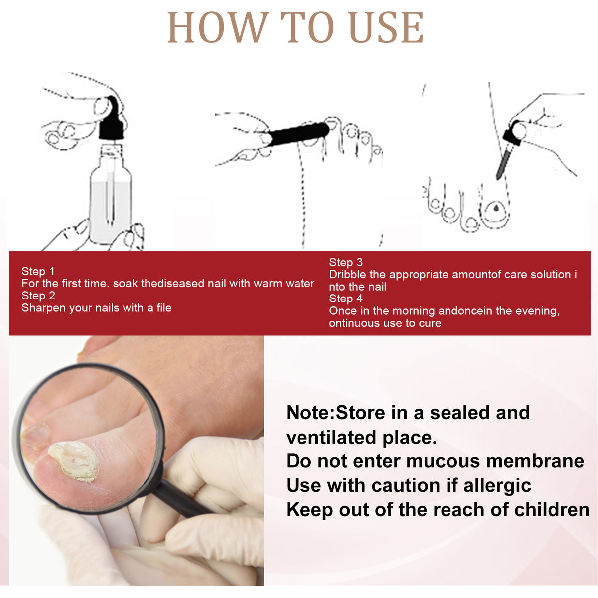 EELHOE Nail Repair Solution, Hands And Feet Nail Repair Moisturizing Clean And Remove Gray Nail Repair Solution - American Smart