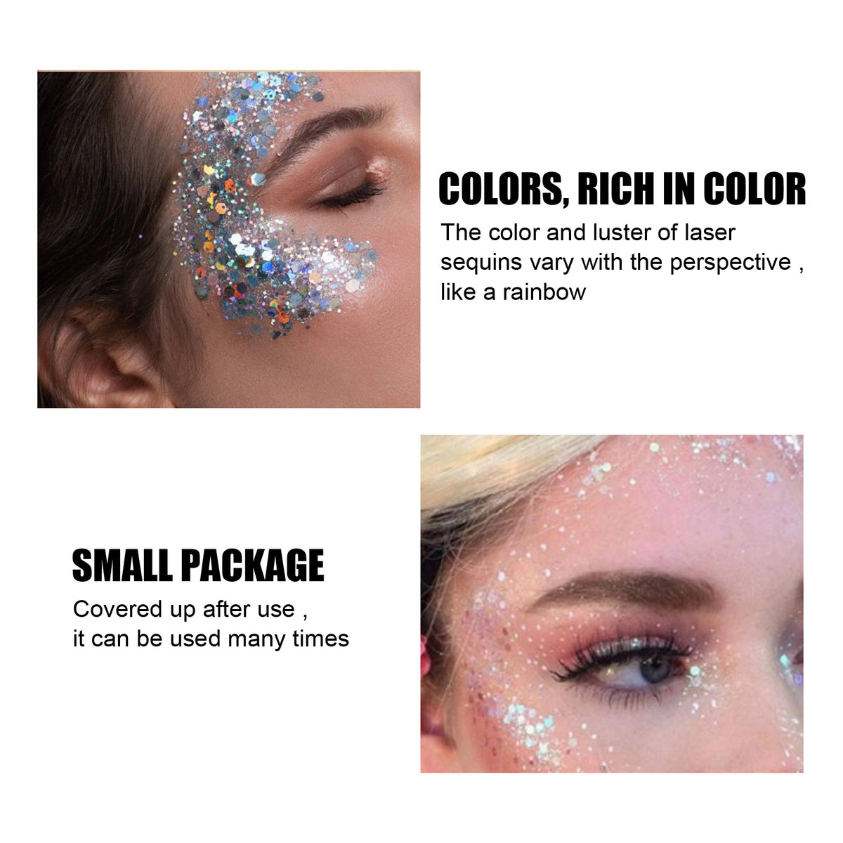 EELHOE Shining Body Skin Gel (Silver) Makeup Fish Scale Sequin Gel Sequin Stage Performance Makeup Props Eyeshadow - American Smart