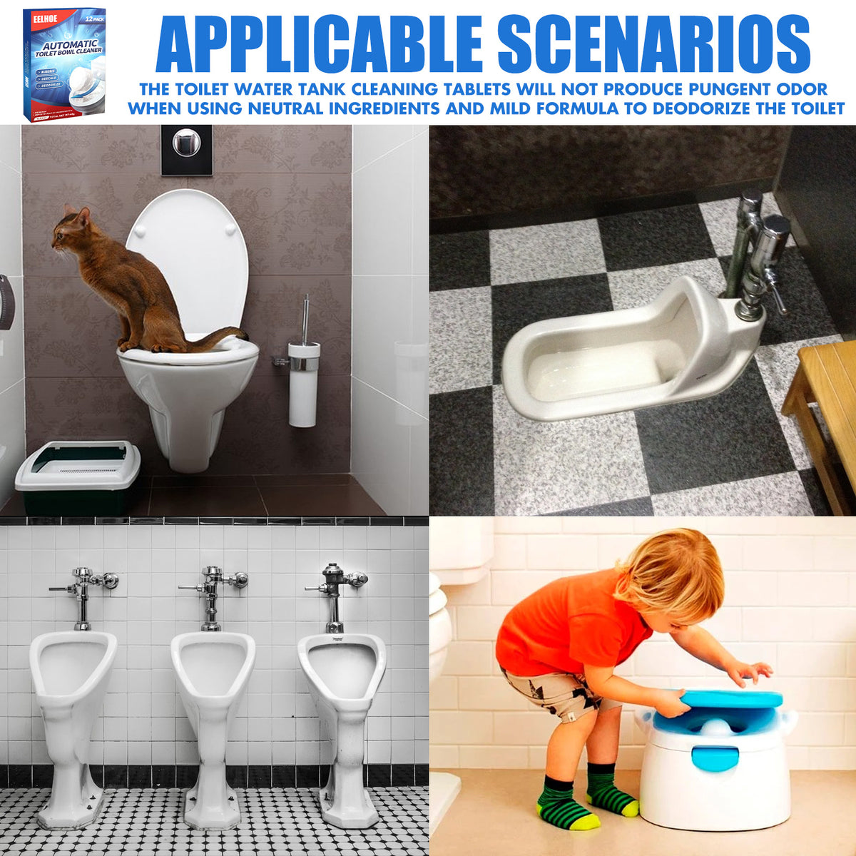 EELHOE Toilet Cleaning Effervescent Tablet, Toilet Toilet Descaling, Decontamination, Deodorization, Multi-Effect To Remove Smell And Fresh - American Smart