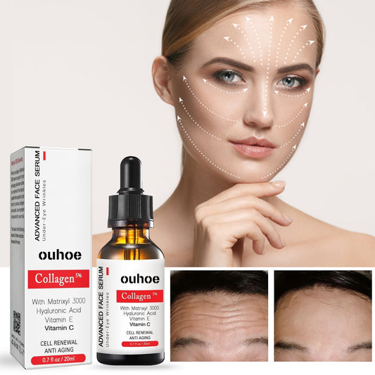 Eprolo face anti-wrinkle essence with collagen for firming, skin lightening, and anti-aging hydration, in a clear bottle.