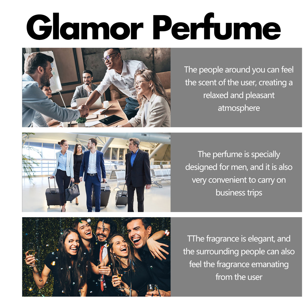 Eprolo Glamor Perfume bottle with elegant design, showcasing a long-lasting, natural, refreshing fragrance in a sleek container.