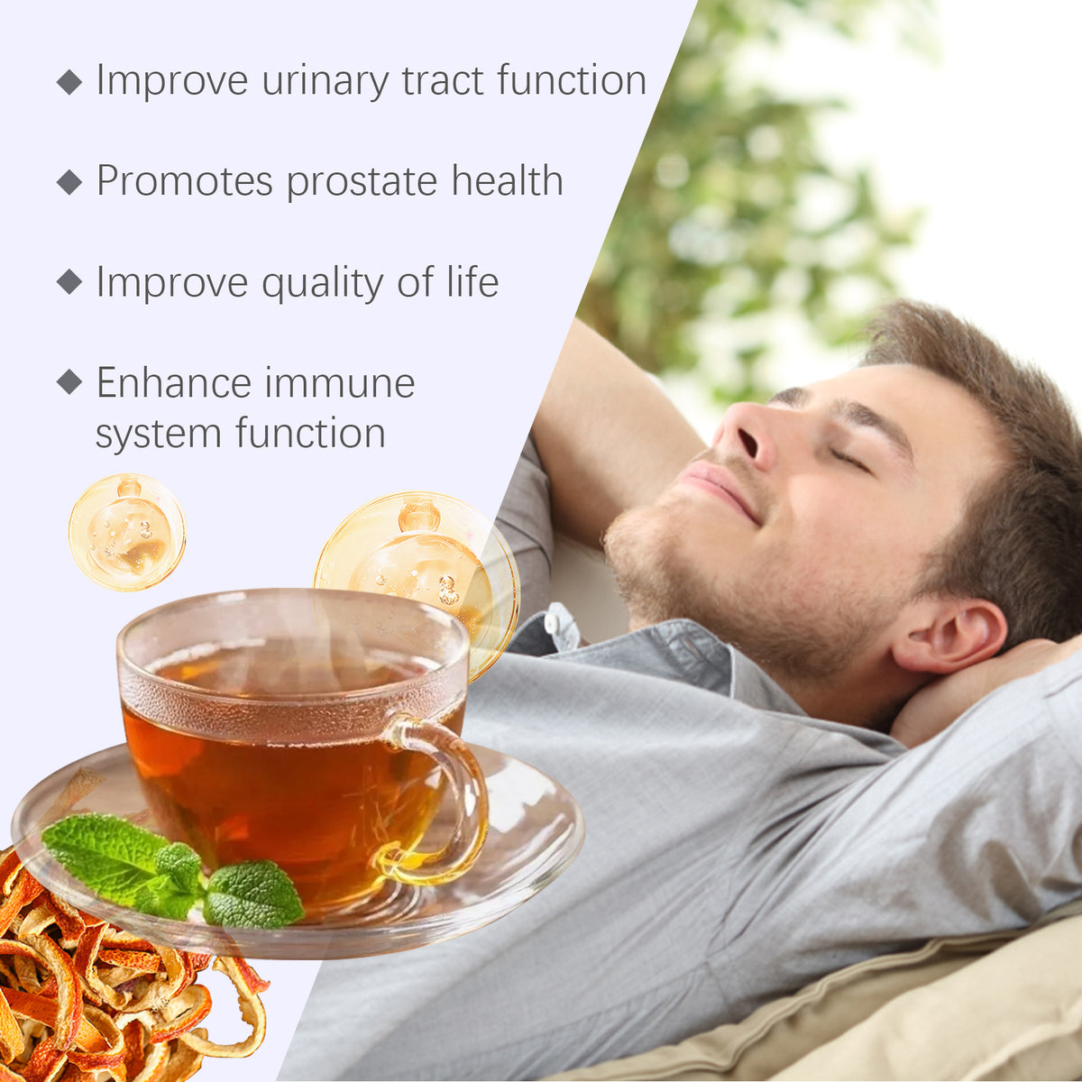 eprolo Googeer Prostate Tea Body Treatment packaging with herbal ingredients and product label visible in the image.