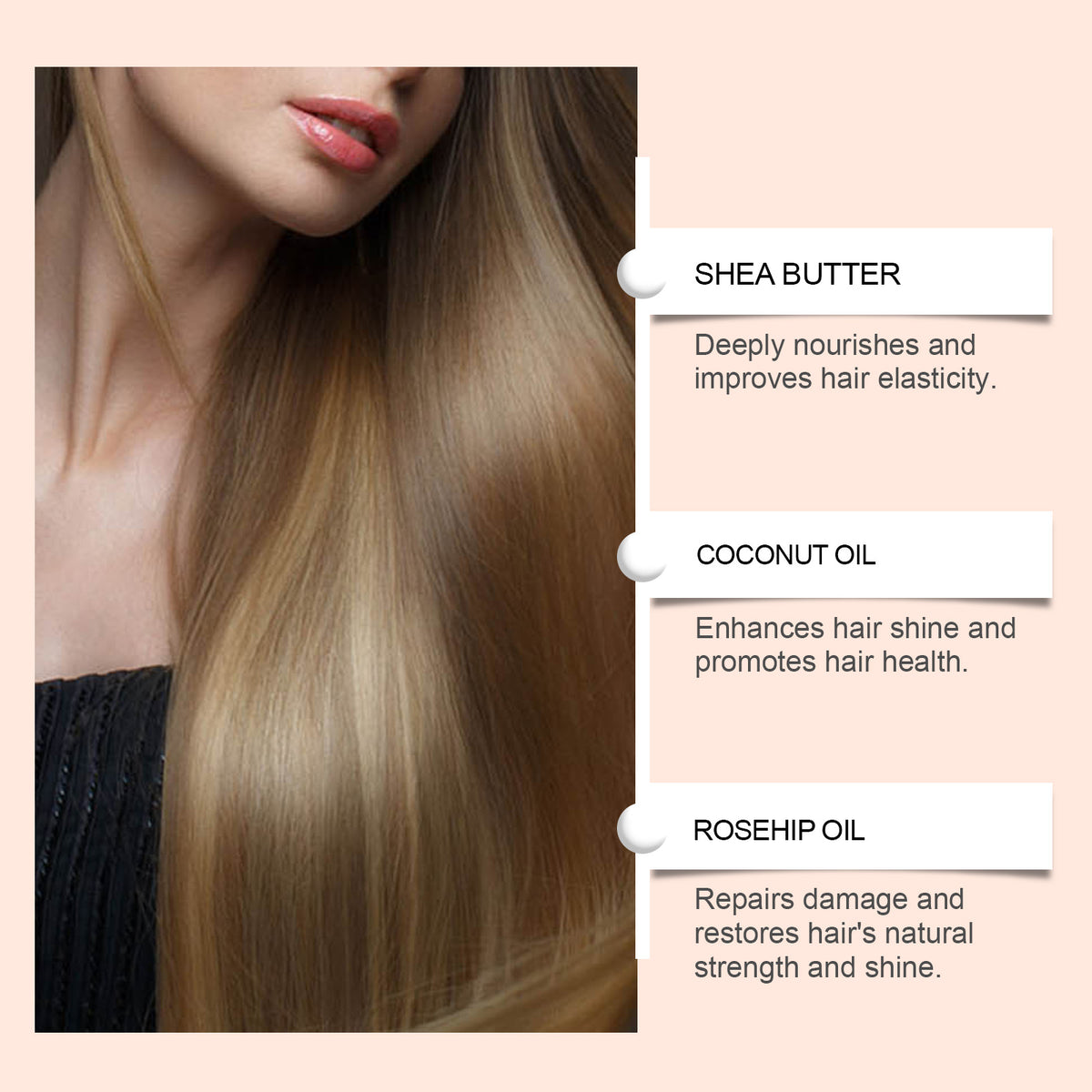 eprolo Hoegoa Hair Care Essential Oil for nourishing, smoothing, and adding natural shine to frizzy, fluffy hair.