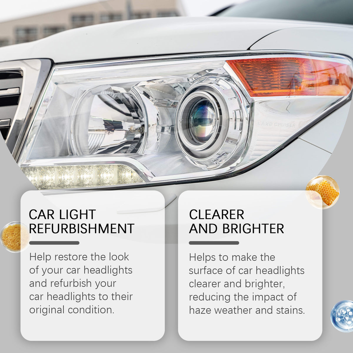 eprolo Homonth car headlight repair kit with bright retreading agent and crystal plating for light scratch removal and yellow tint correction