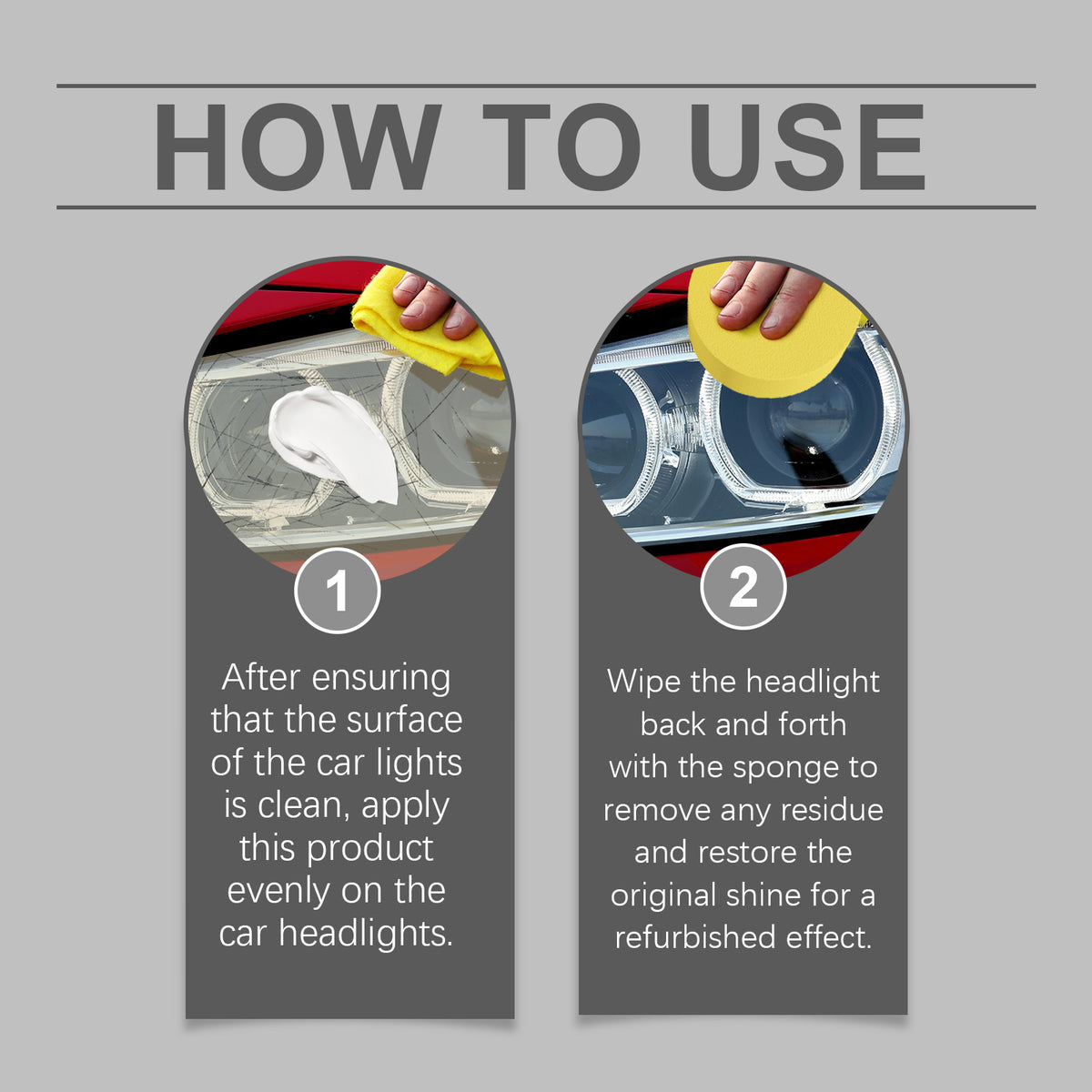 Homonth eprolo car headlight repair kit with bright retreading agent for light scratches and yellowing, includes crystal plating solution.