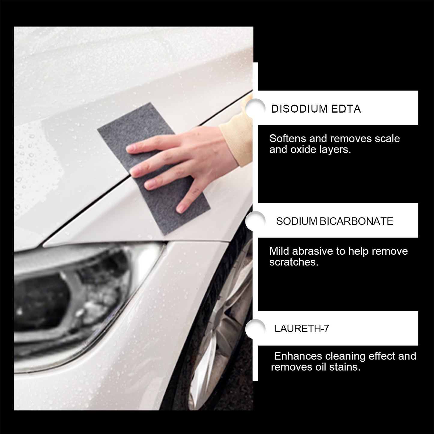 eprolo Homonth car scratch repair plaster set with remover for headlights and car paint finishing, visible repair tools and surface.