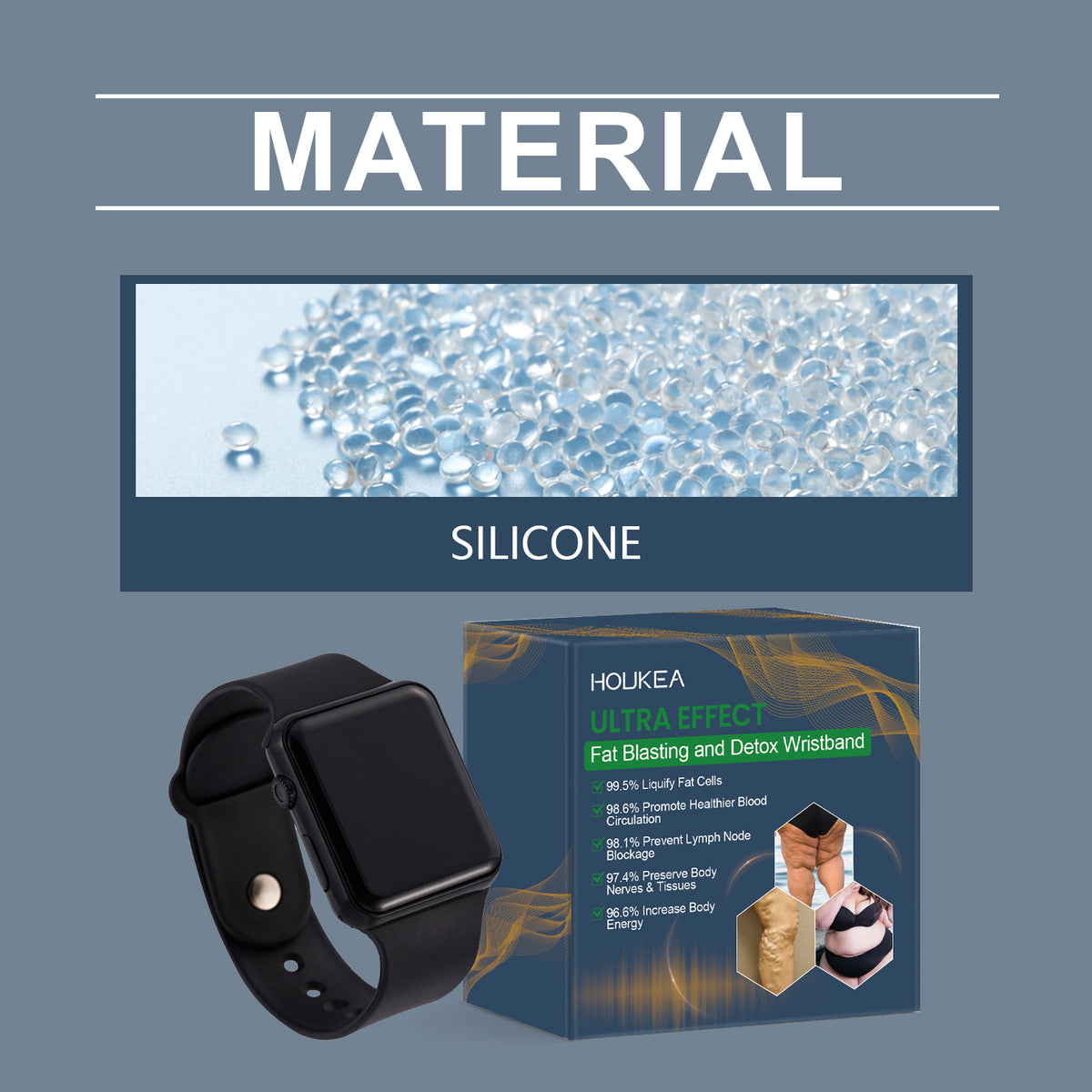 Eprolo Houkea Body Care Watch, unisex silicone bracelet with lightweight design and fashion style, suitable for daily wear.