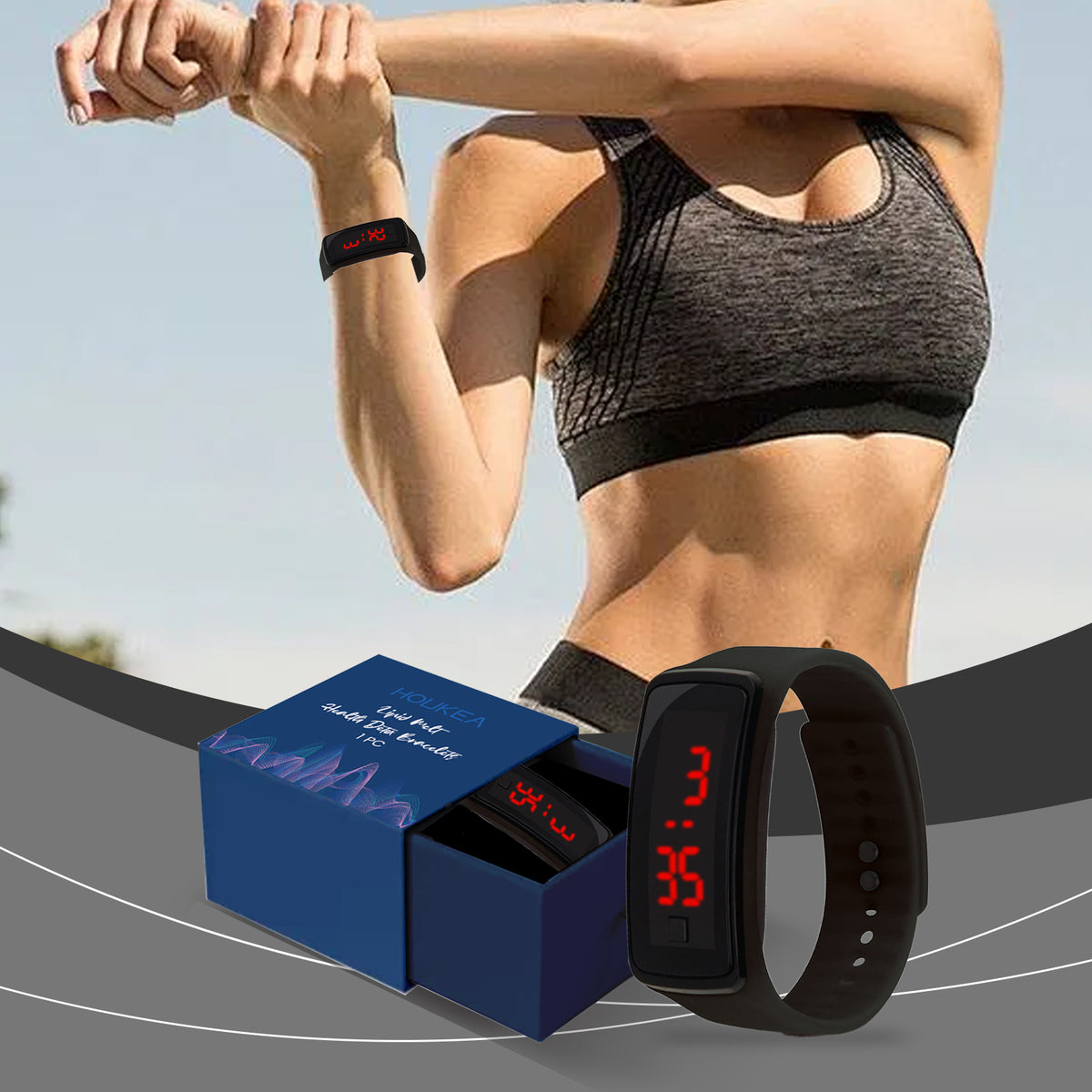 Eprolo Houkea fashion sports watch with outdoor fitness features, digital display, and daily time management functionality.