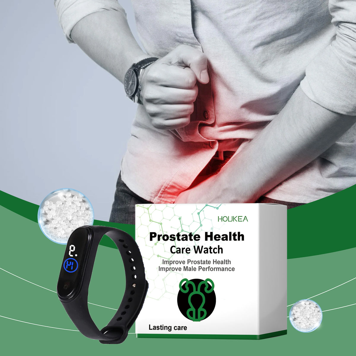 eprolo Houkea men's body care watch with digital display, designed for daily comfort and exercise monitoring.