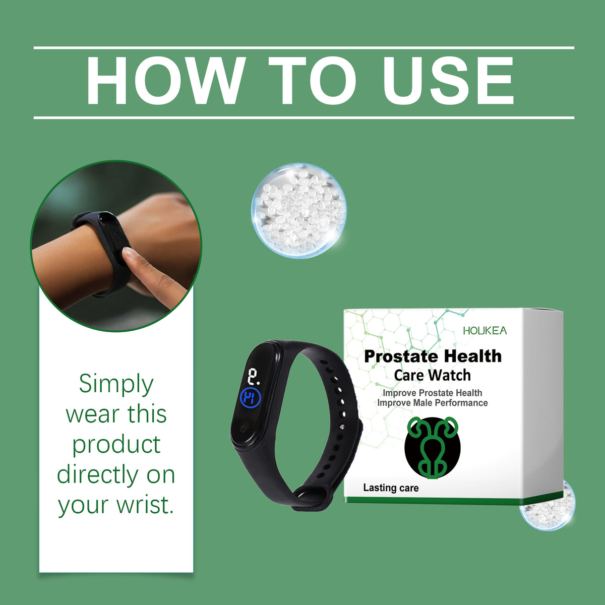 eprolo Houkea men's body care watch with digital display, designed to enhance daily comfort and support men's exercise routines