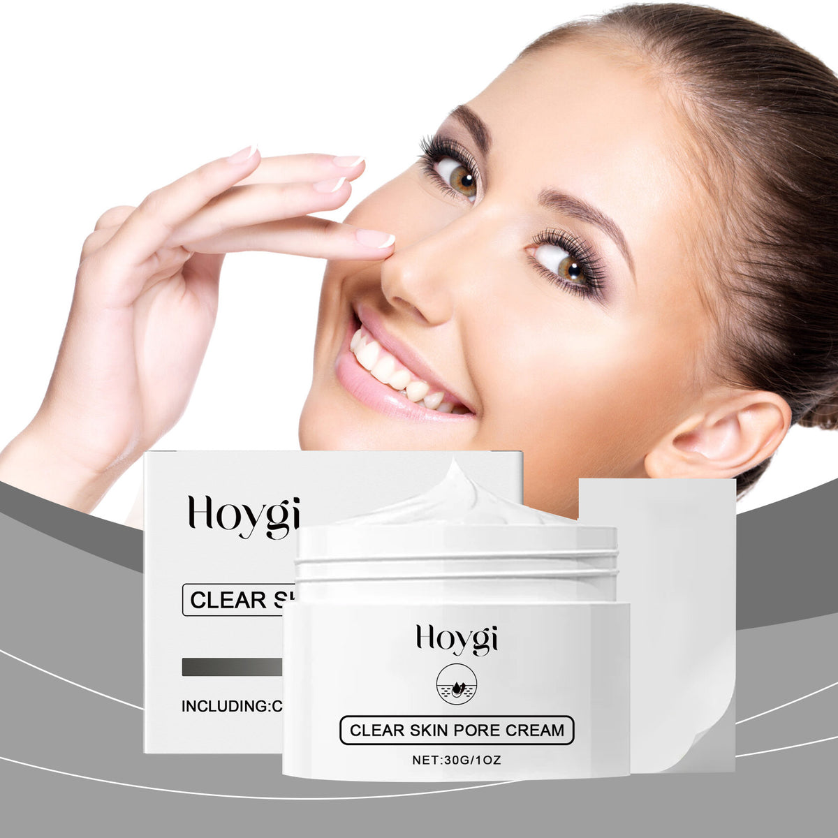 eprolo Hoygi blackhead nose mask set with black and white tubes showing gentle pore cleansing and moisturizing for delicate noses