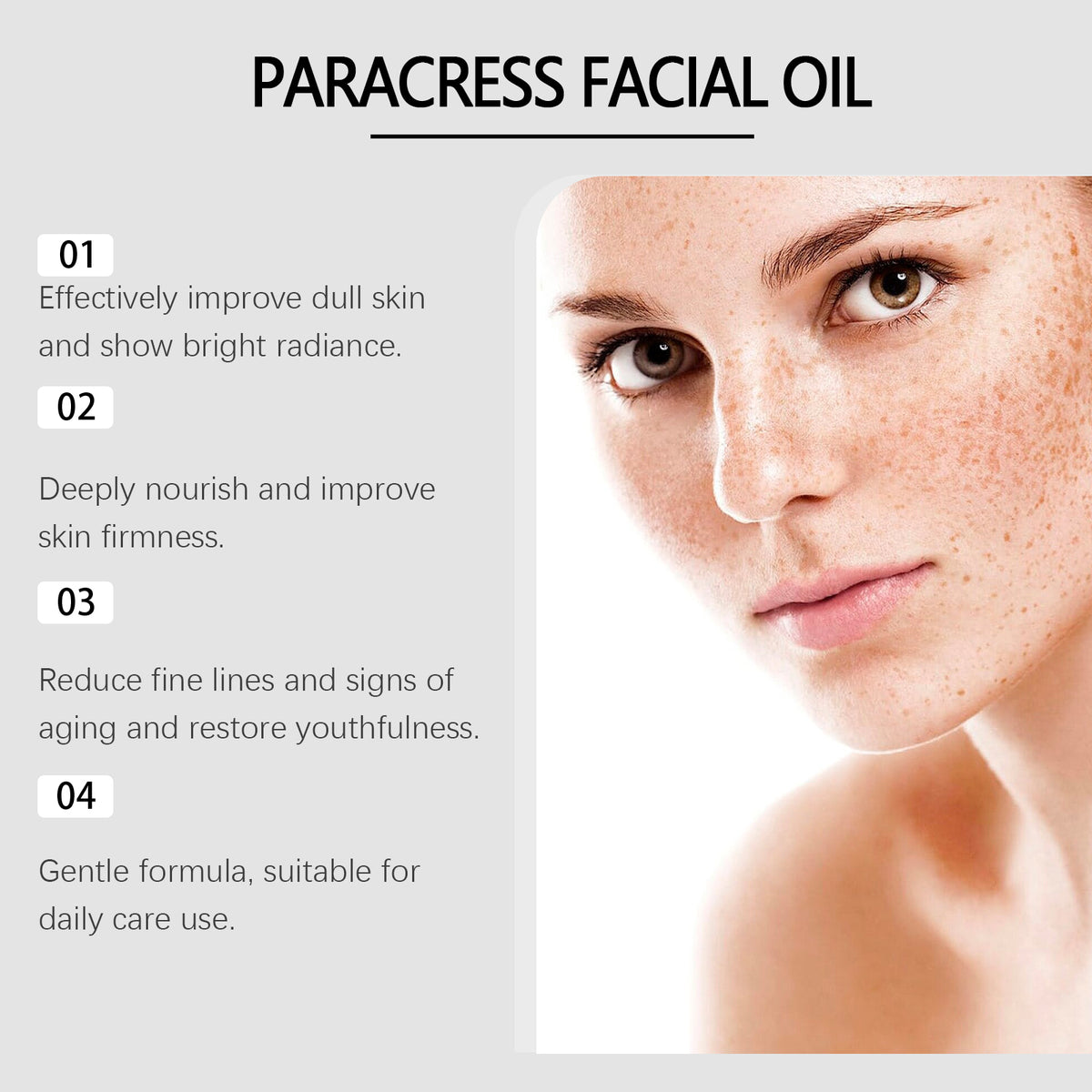 eprolo Hoygi Facial Essential Oil for dull, dry skin, providing moisture, brightness, and rejuvenation in a skincare essential oil bottle