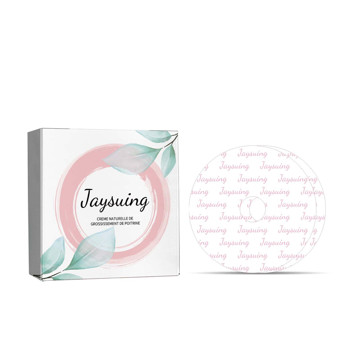 Eprolo Jaysuing breast cream for firming and anti-sagging, showing the cream jar with a smooth, sleek design and pink accents.