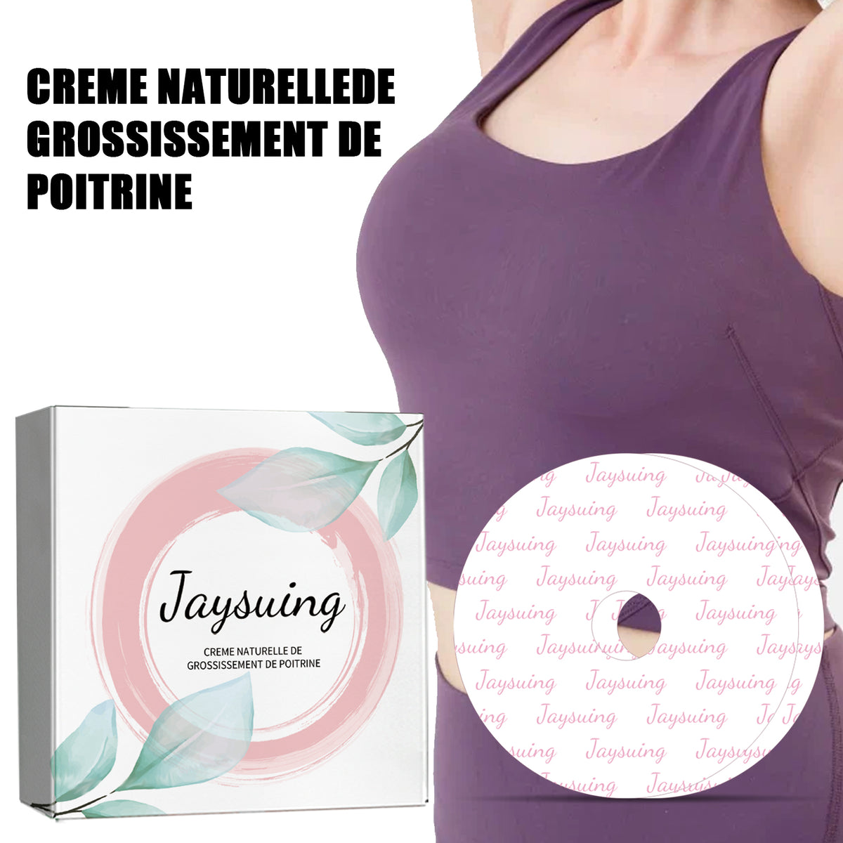 eprolo Jaysuing breast cream for firming and anti-sagging, showing the tube and application on the skin.