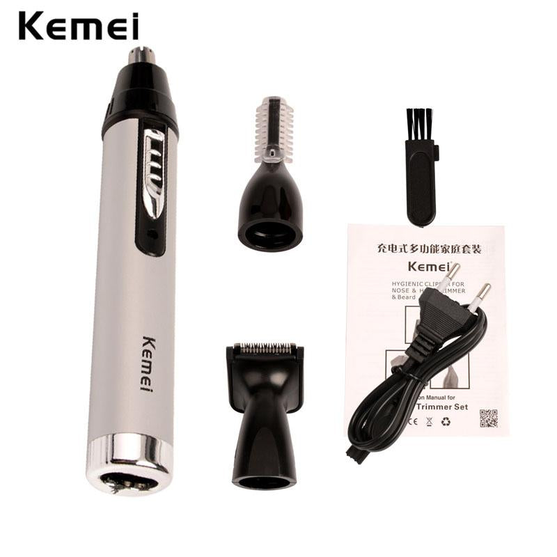 Eprolo Kemei electric nose and ear hair trimmer with painless design for men and women, includes sideburns, eyebrows, and beard trimming.
