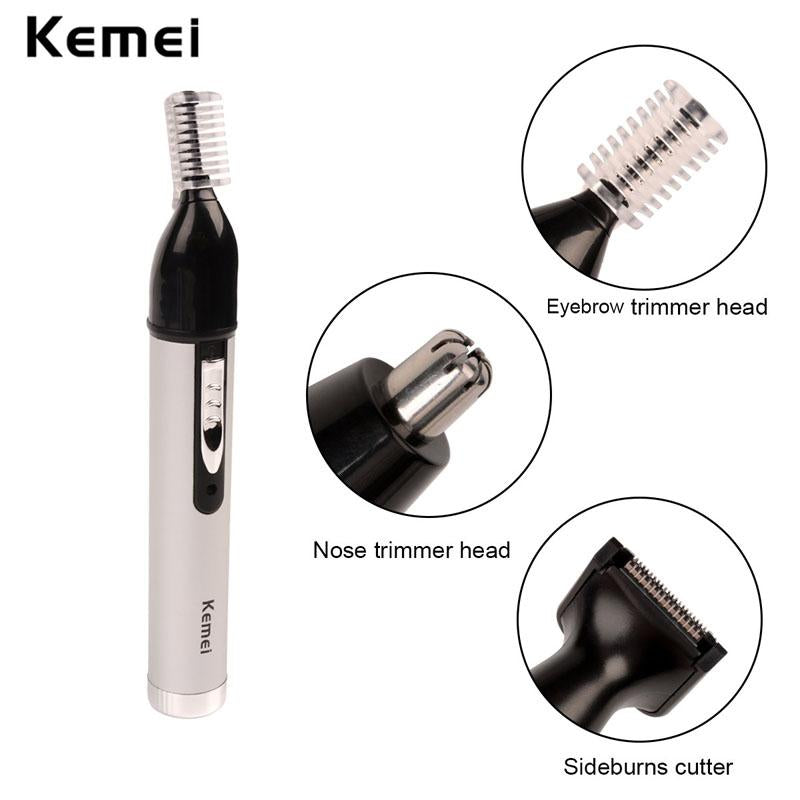Kemei electric nose and ear hair trimmer for men and women, painless sideburns and eyebrow grooming, beard hair clipper, shaver.