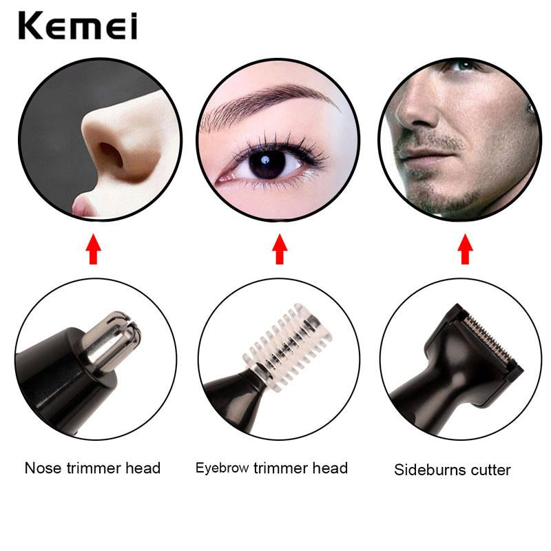 Kemei electric nose and ear hair trimmer for men and women, compact beard and eyebrow shaver, painless sideburn trimming device