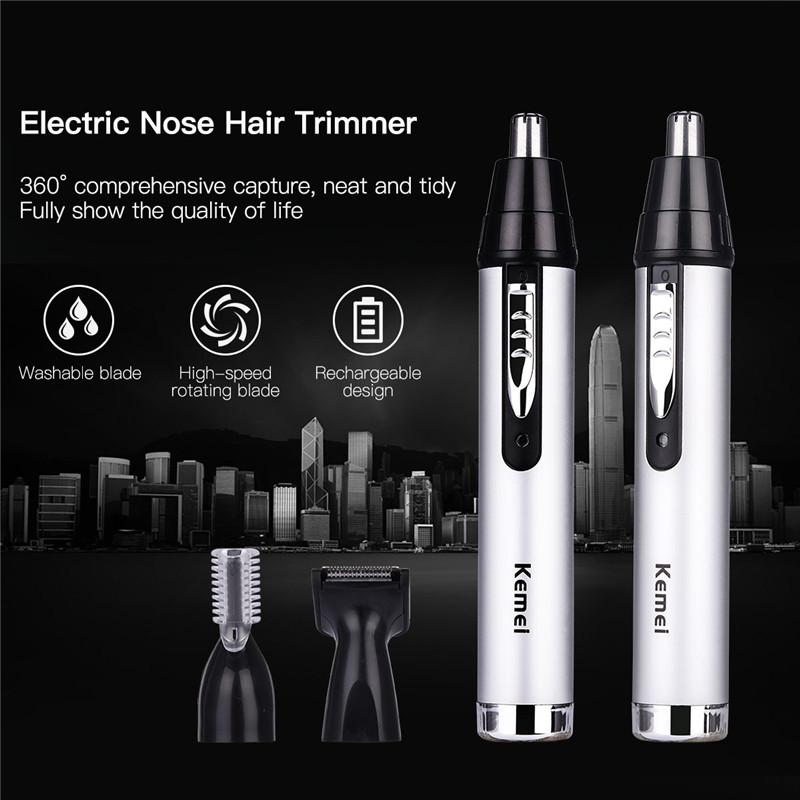 Eprolo Kemei electric nose and ear hair trimmer for men and women, painless grooming tool for sideburns eyebrows and beard.