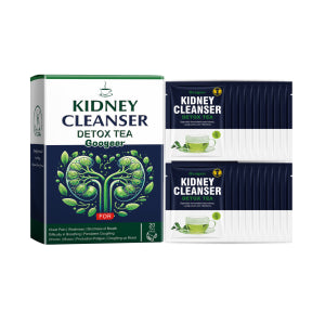 eprolo kidney cleansing detox tea in a glass cup, showing the herbal tea with fresh ingredients and a clear liquid appearance