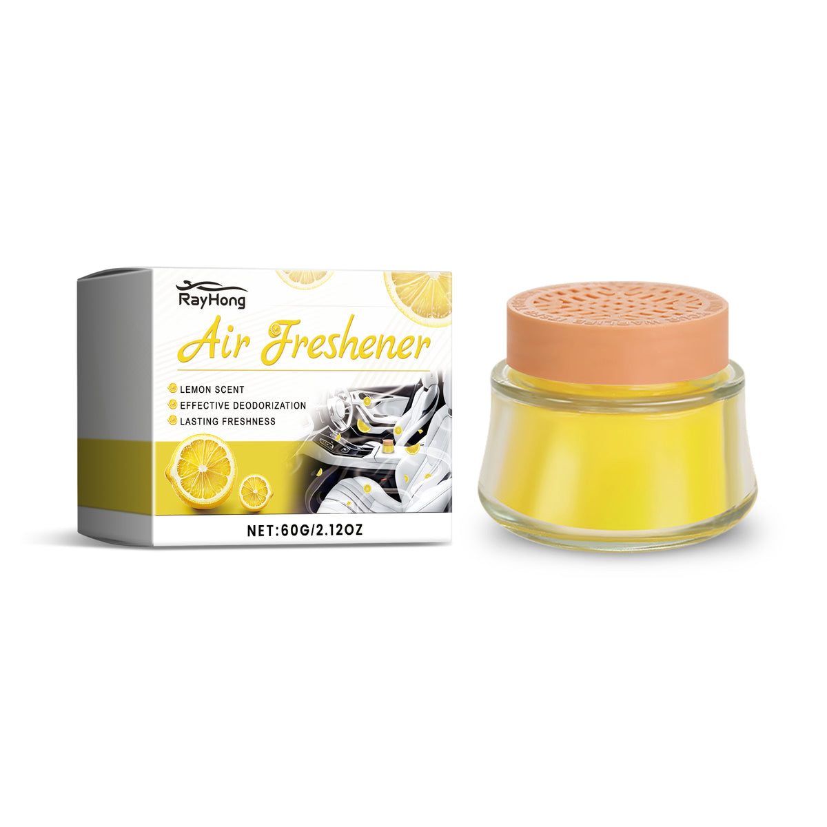 eprolo lemon fragrance car solid balm air freshener, portable light car air freshener with lemon scent in a compact solid form