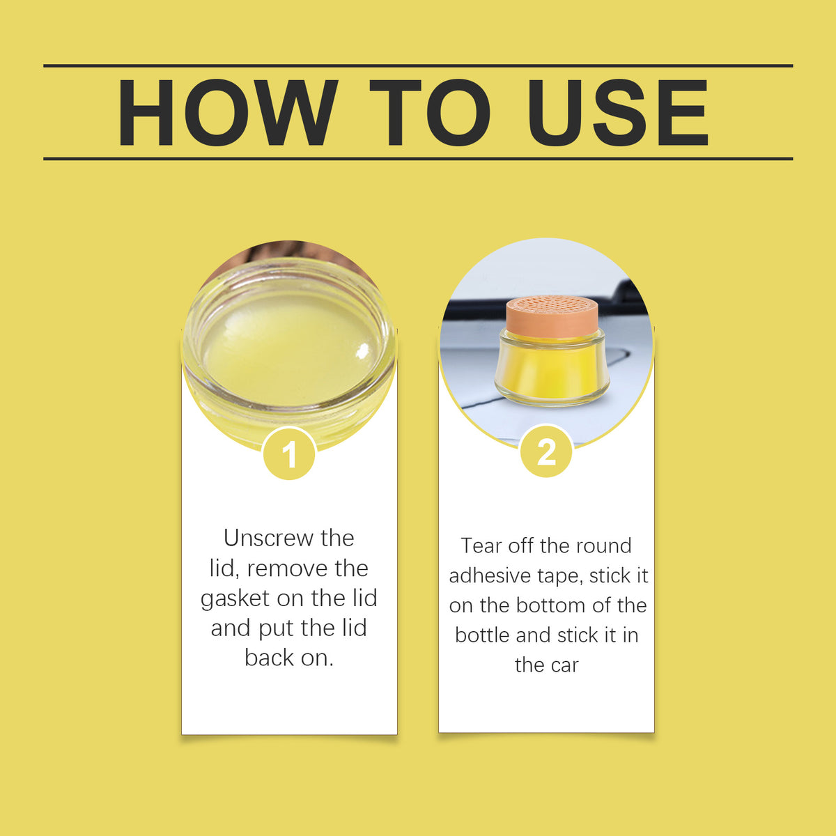 Eprolo Lemon Fragrance Car Solid Balm in a portable container, emitting a light citrus scent for car air freshening.