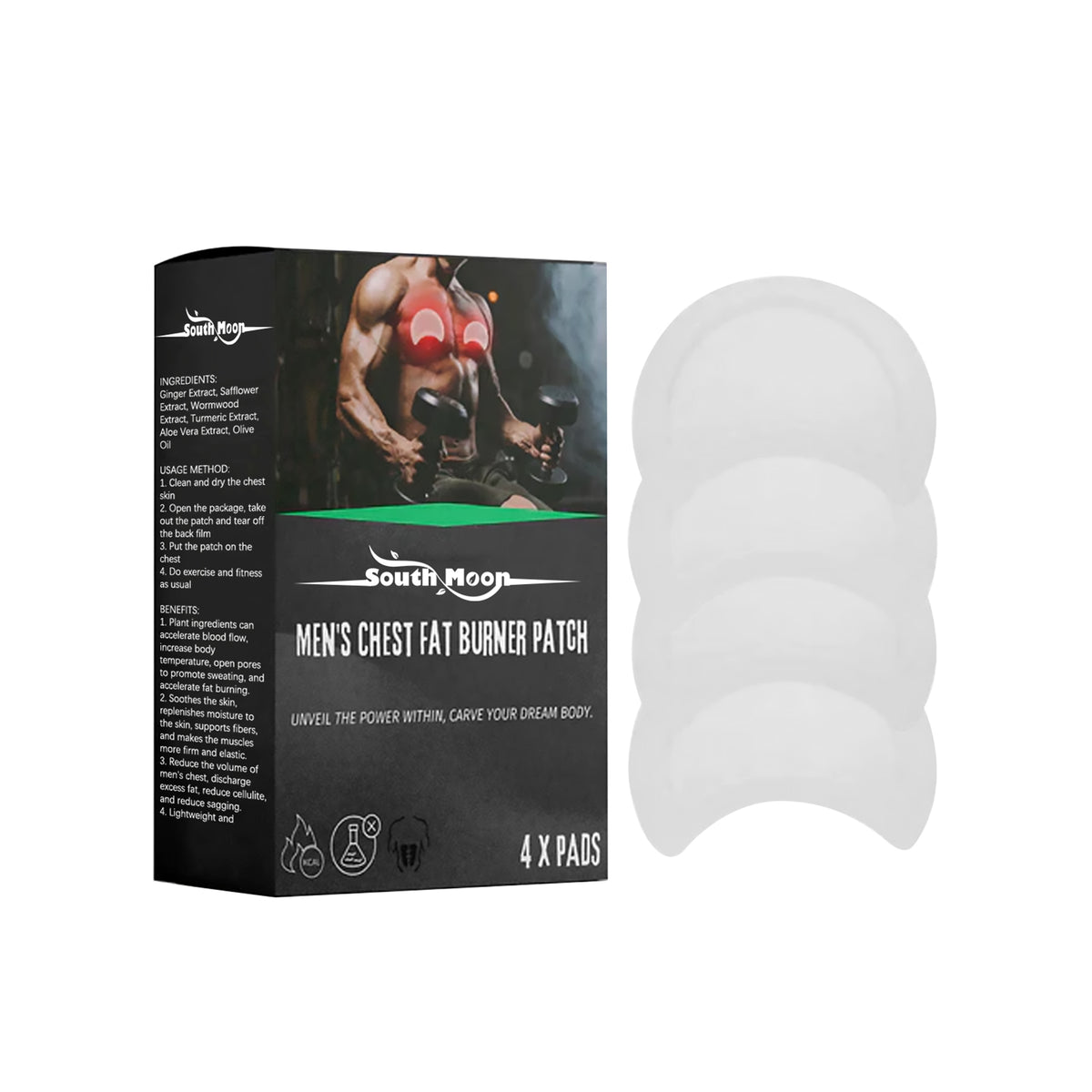 Men's chest fat burner patch by eprolo, promoting chest firming, anti-sagging, and massage care for a toned chest appearance.