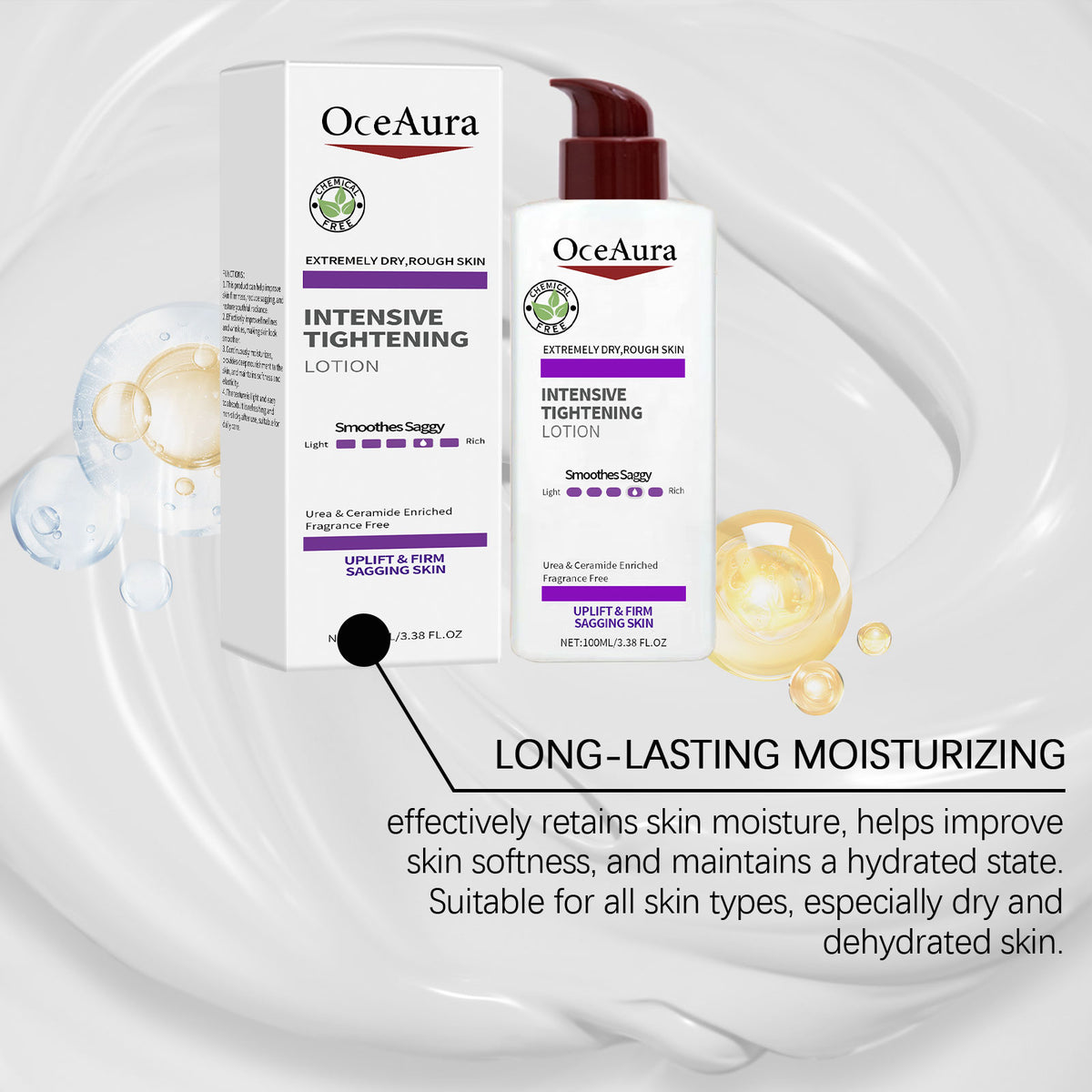 Eprolo Oceaura nourishing face cream with light, creamy texture for day and night skin moisturizing and repair.