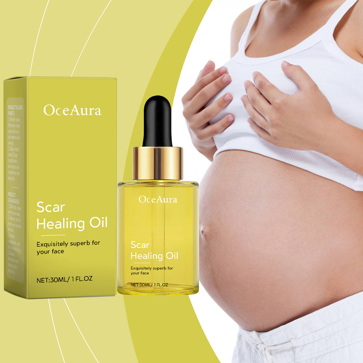 Eprolo OceAura Skin Repair Essential Oil bottle with dropper, designed for tender, smooth, and moisturized skin.