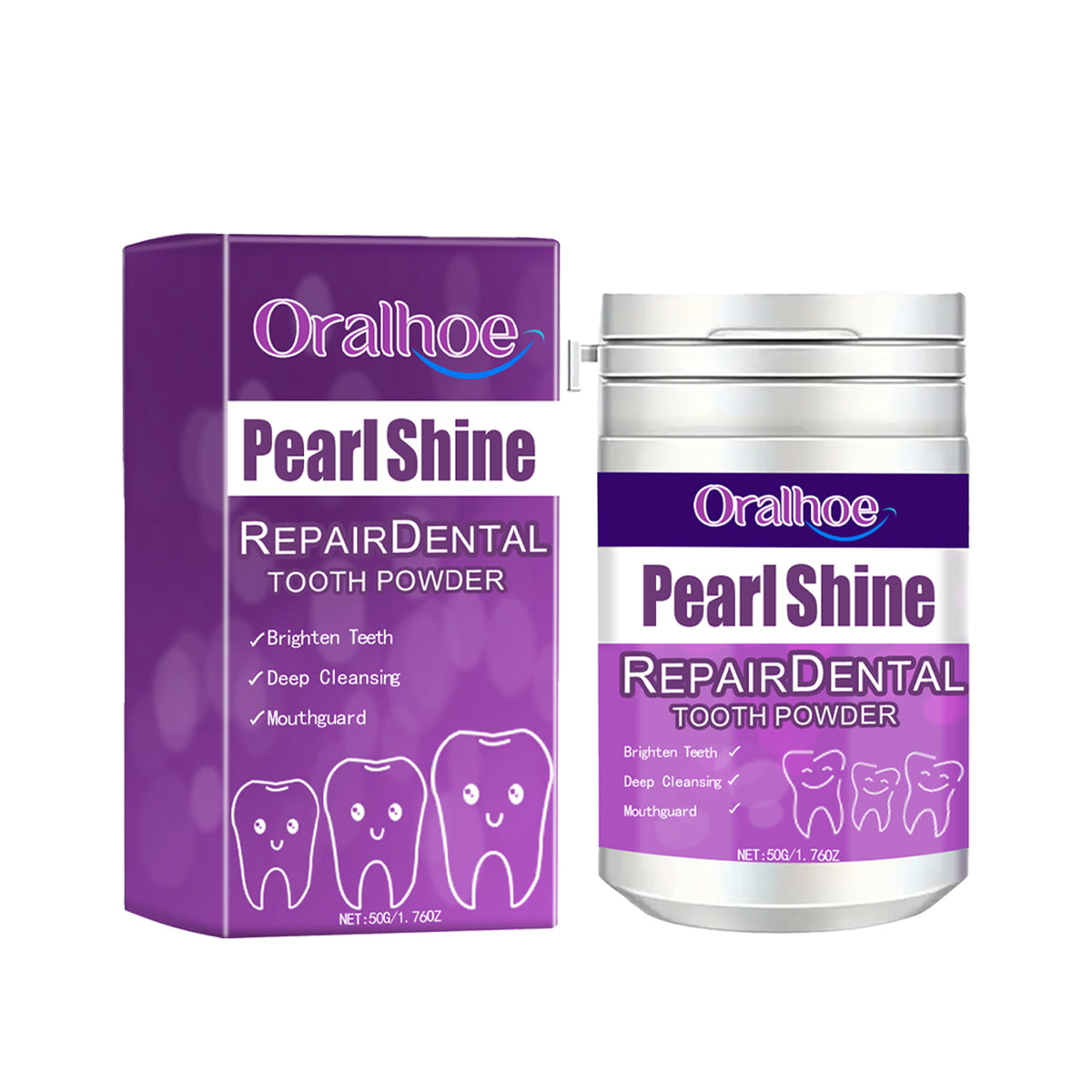 eprolo Oralhoe Repair Dental Tooth Powder in mint flavor, refreshing whitening powder removing stains and residue from teeth.