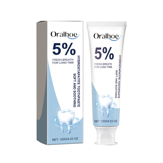 eprolo Oralhoe Repair Toothpaste with mint, visibly showing the tube and dental hygiene benefits for cleaning and stain removal