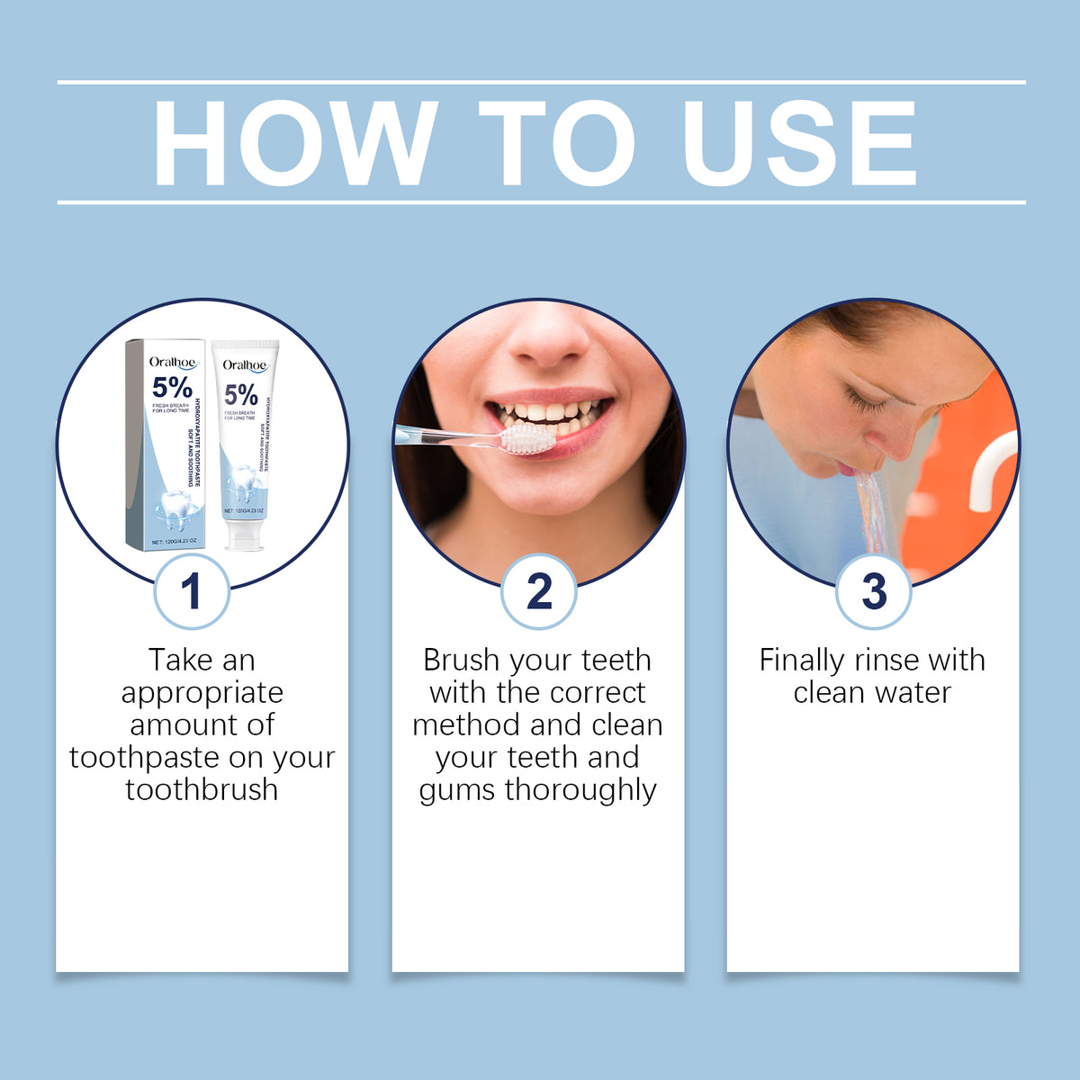 Eprolo Oralhoe Repair Toothpaste with mint, showing a tube of dental whitening and stain removal toothpaste for oral hygiene.