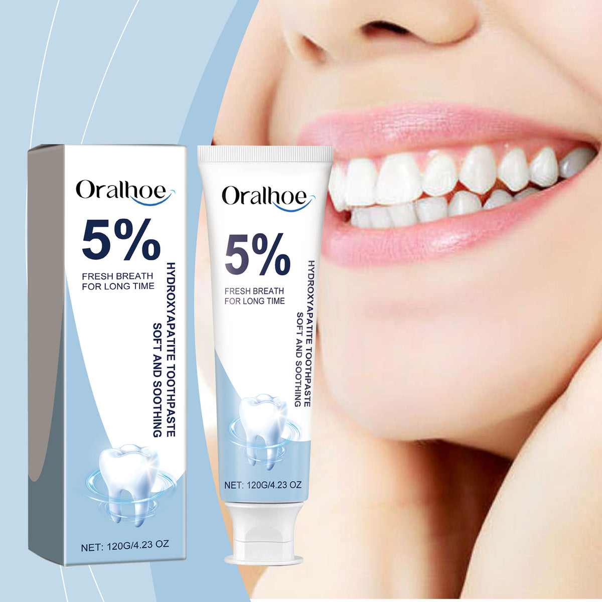 eprolo Oralhoe Repair Toothpaste with mint, gently cleans teeth, repairs enamel, brightens, and removes stains for dental hygiene.