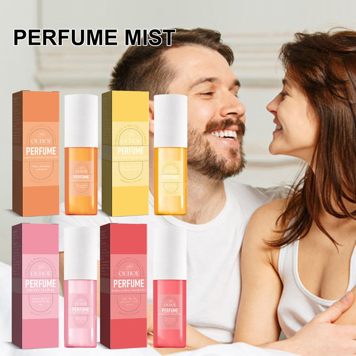 Eprolo Ouhoe Brazil perfume spray for women, fresh floral scent in orange bottle, long-lasting natural body fragrance, non-pungent.