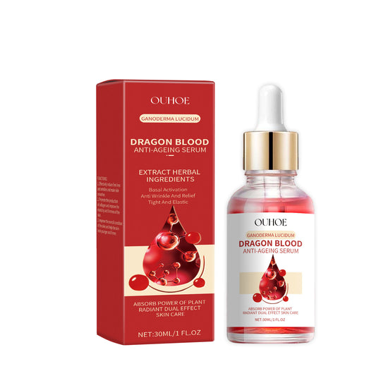 eprolo OUHOE Dragon Blood Essence bottle, facial skin contour radiance and hydrating moisturizing essence on white background