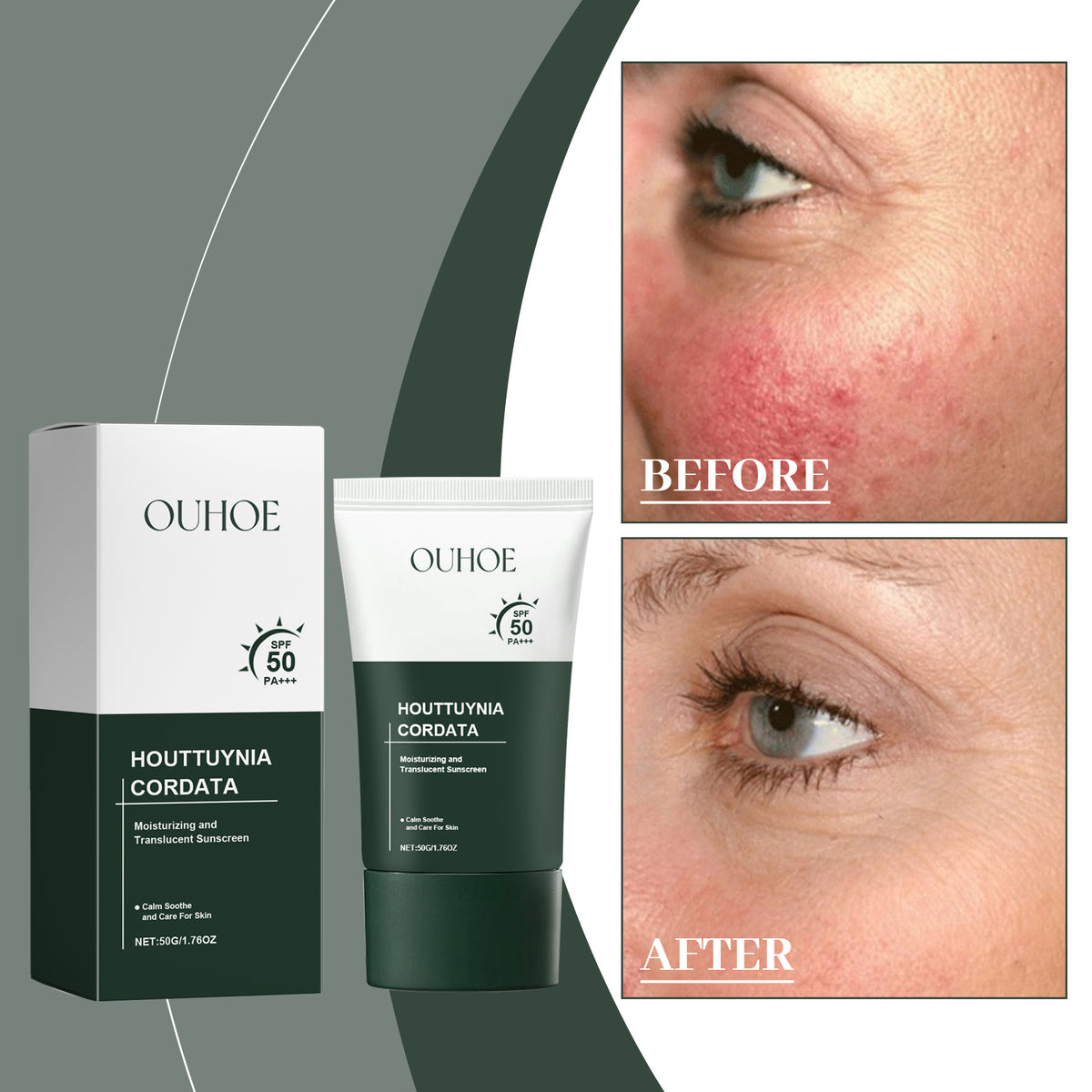 eprolo Ouhoe moisturizing and protective cream in a light texture, enhancing skin hydration and providing all-day skin protection