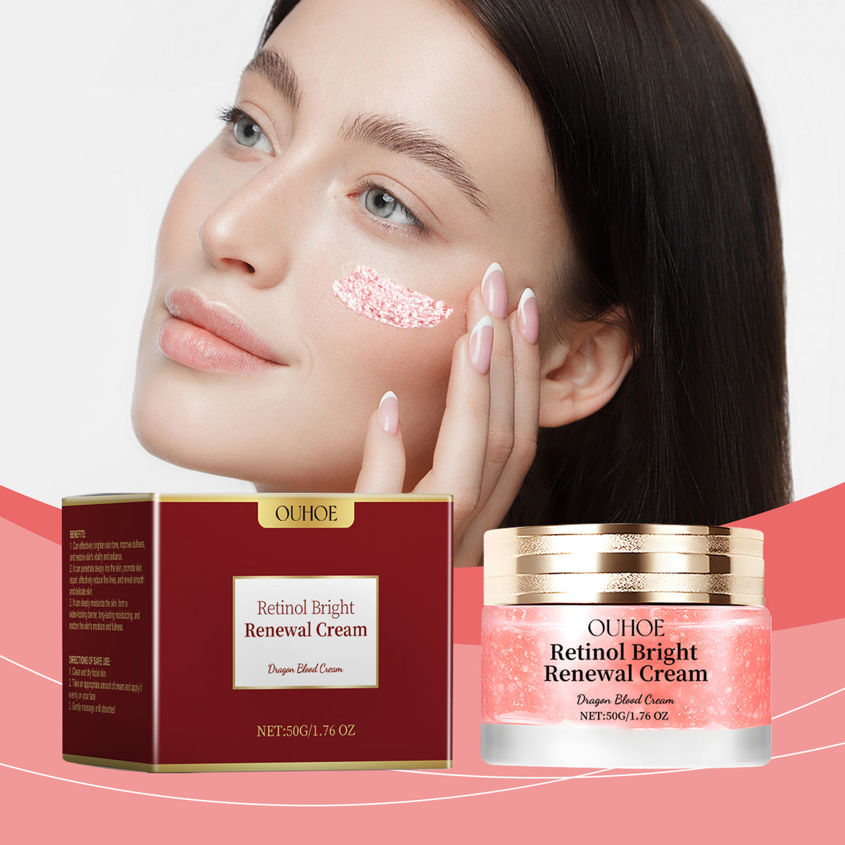 eprolo OUHOE Rose Hip Anti-Wrinkle Cream with moisturizing, brightening, and skin-firming properties for smooth facial skin