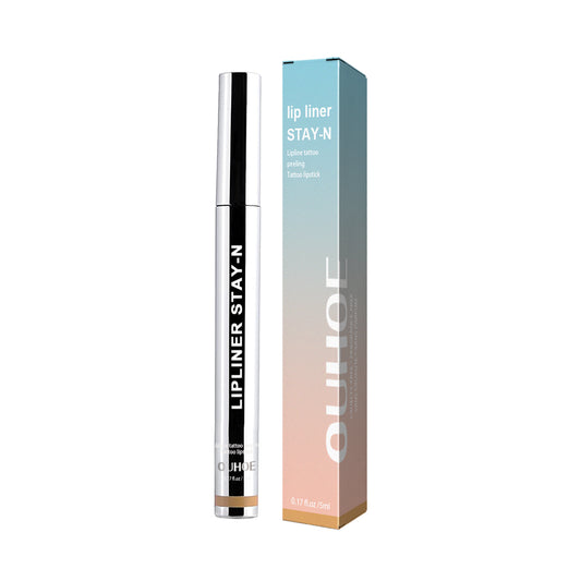 eprolo OUHOE Light Brown Stripping Lip Liner outlining lips to define and highlight lip color without smudging in a close-up shot