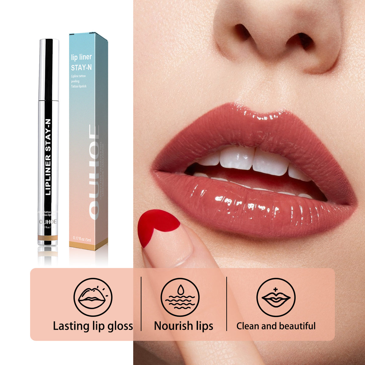 eprolo OUHOE Stripping Lip Liner in Light Brown, designed to define lips and enhance lip color without smudging.