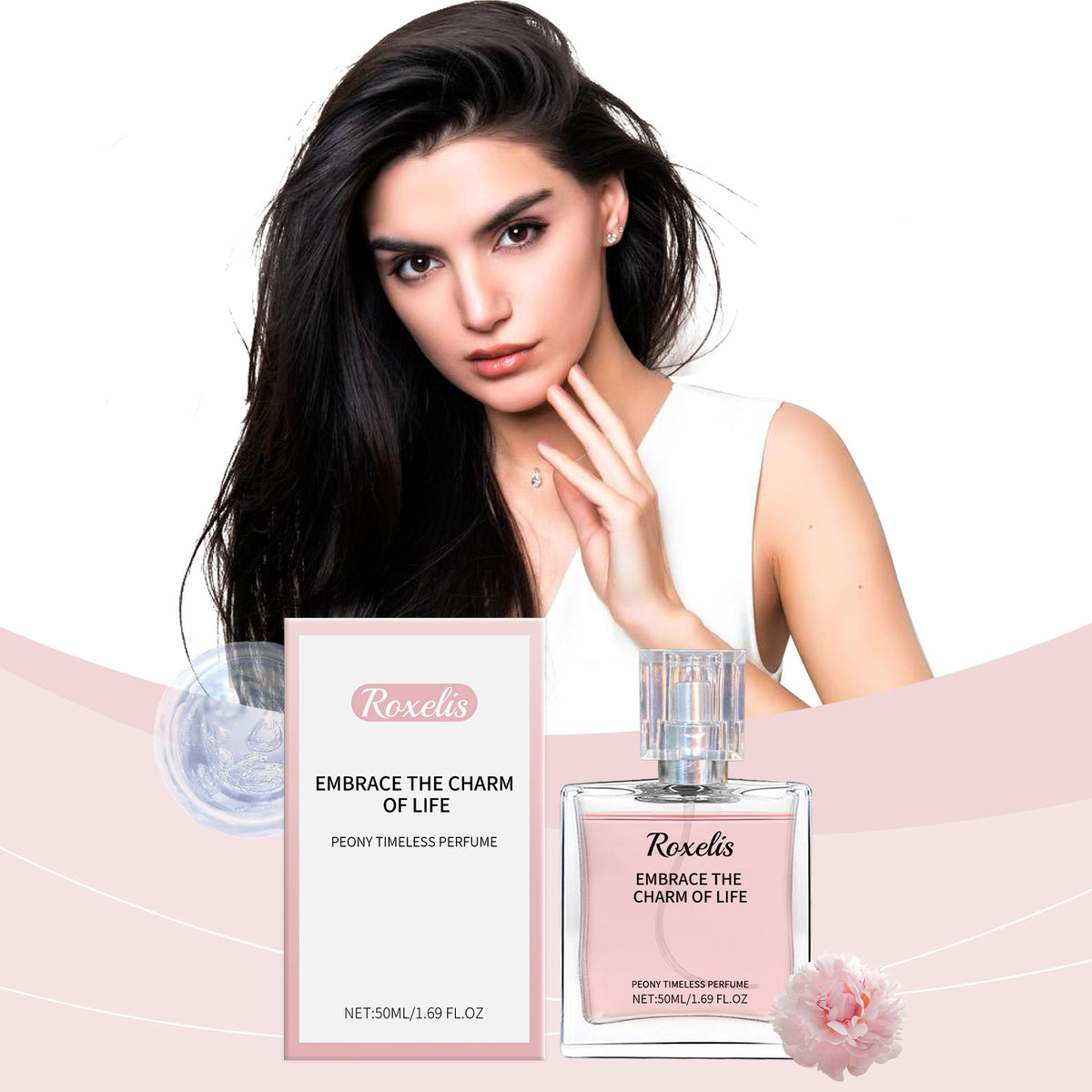 Eprolo Peony Fragrance Eternal Perfume bottle with elegant charm and natural floral scent, perfect for lasting, light fragrance.