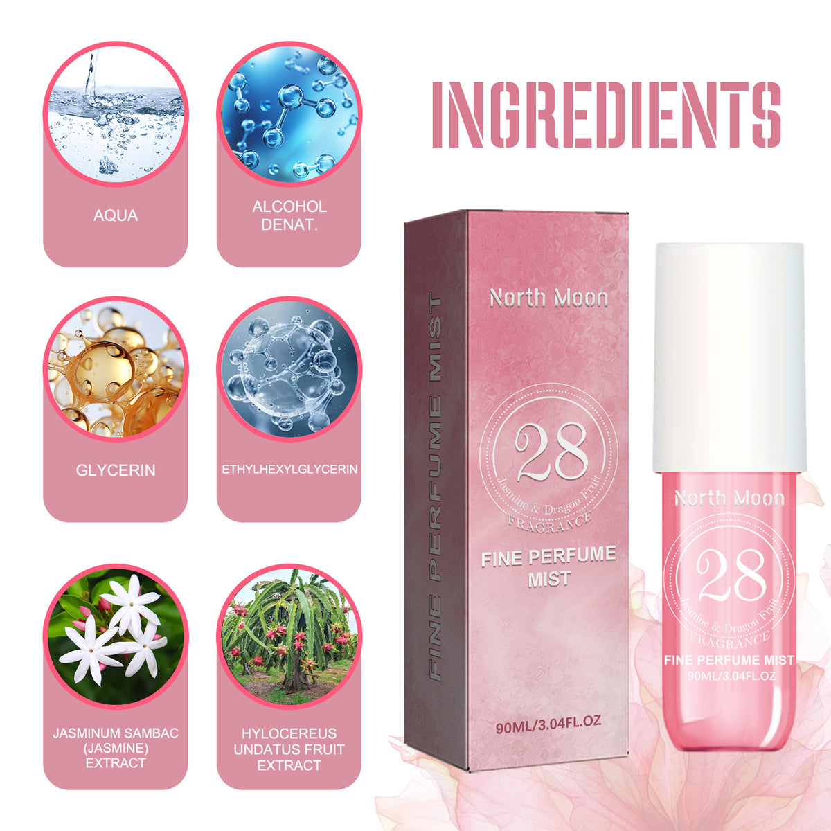 Eprolo women's perfume spray with fresh, lasting fragrance, non-pungent scent, ideal for dates, shown in a sleek bottle.