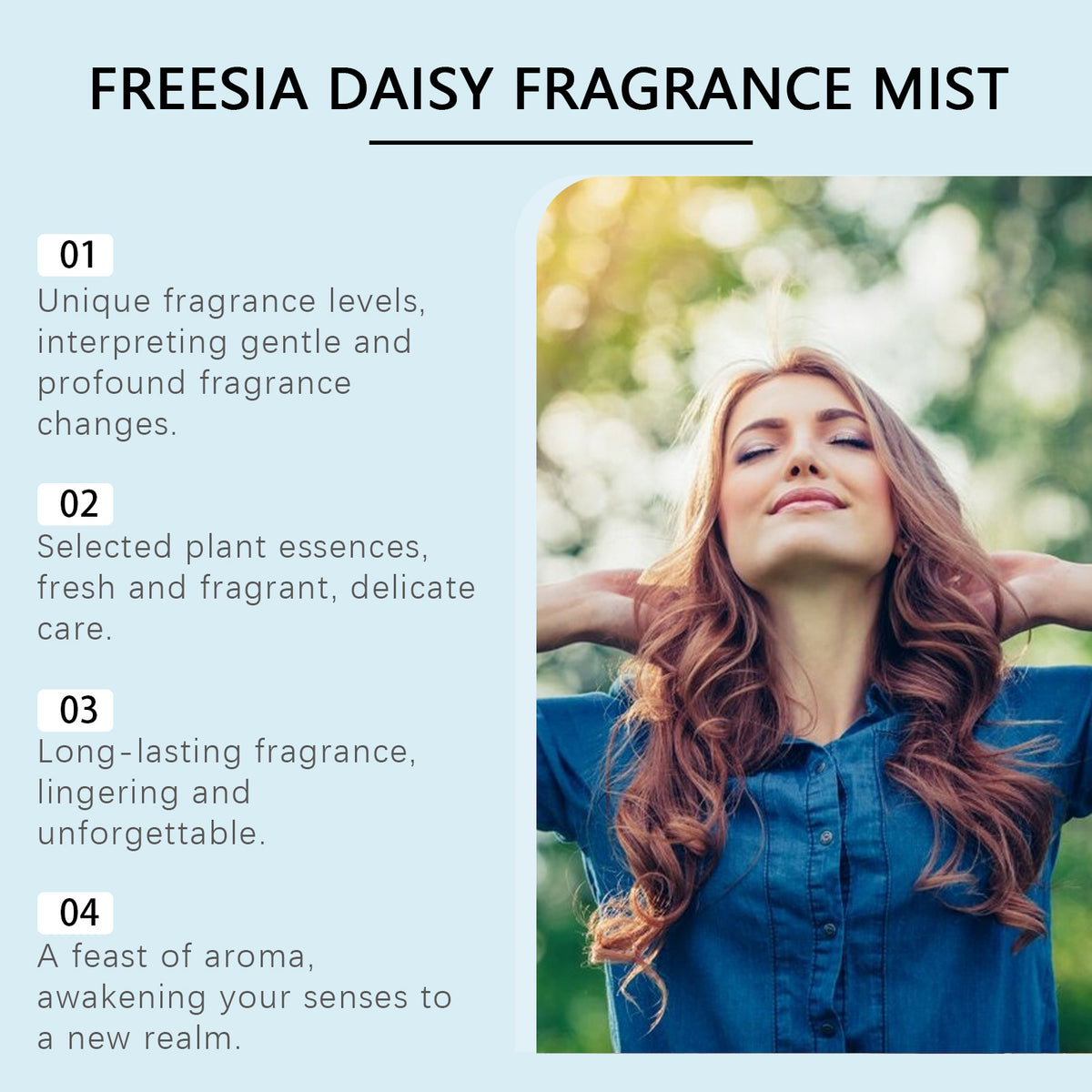 Roxelis Freesia Daisies romantic body spray by eprolo, featuring fresh floral fragrance and long-lasting scent in a sleek bottle