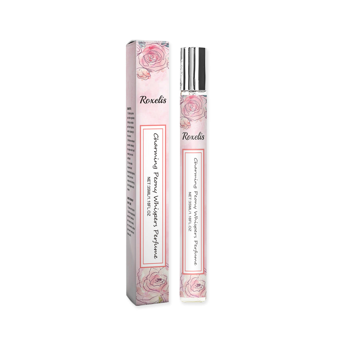 Eprolo Roxelis Peony fragrance bottle with floral peony and rose scent, showcasing the elegant perfume design for women