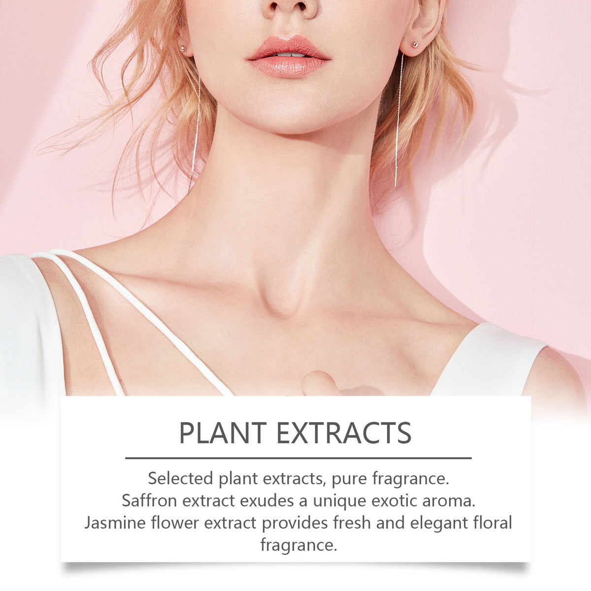 Eprolo Roxelis saffron jasmine perfume spray with natural, fresh, lasting jasmine fragrance in a sleek bottle.