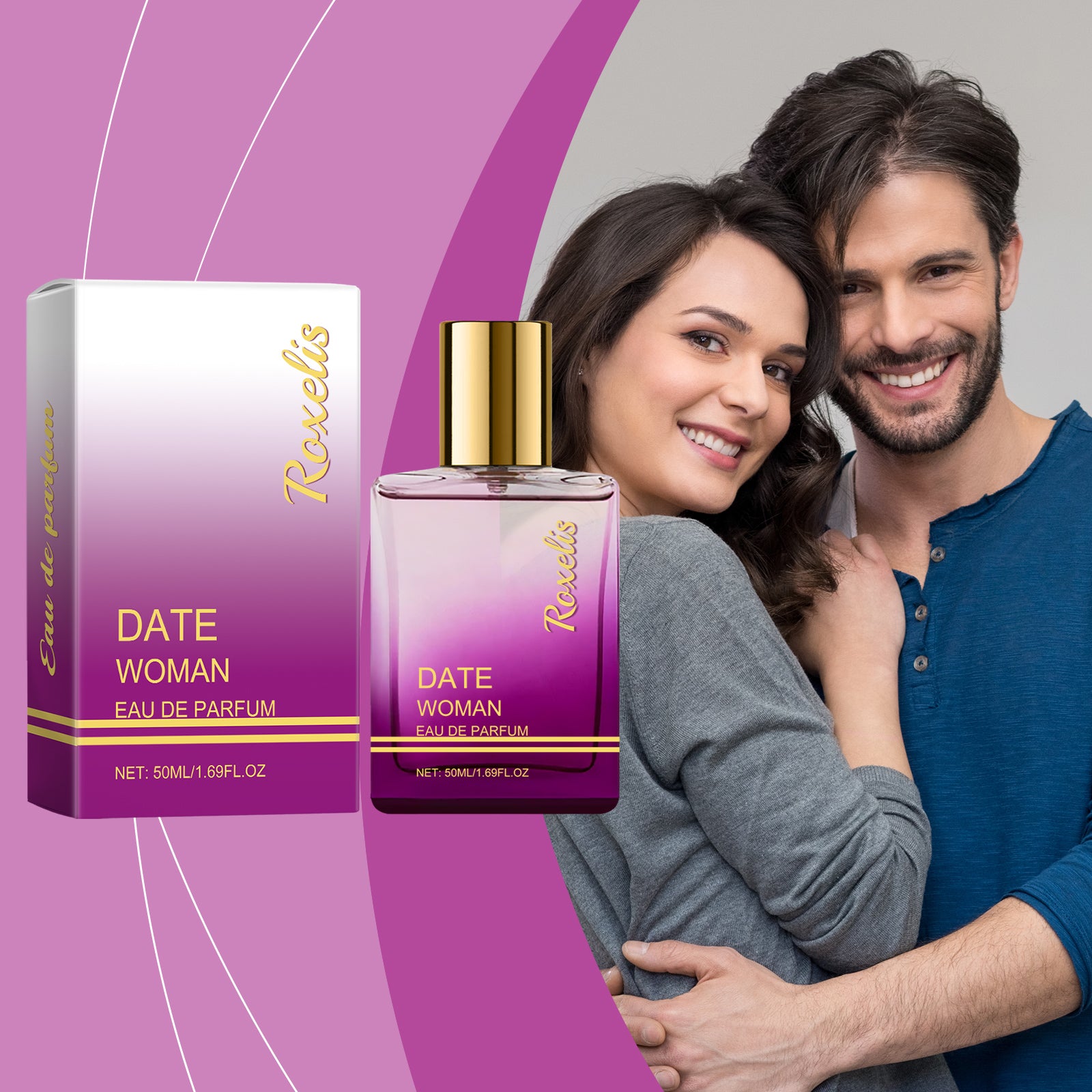 Eprolo Roxelis Travel Perfume with Saffron herbal scent, portable mist featuring rain garden and woody fragrance details.