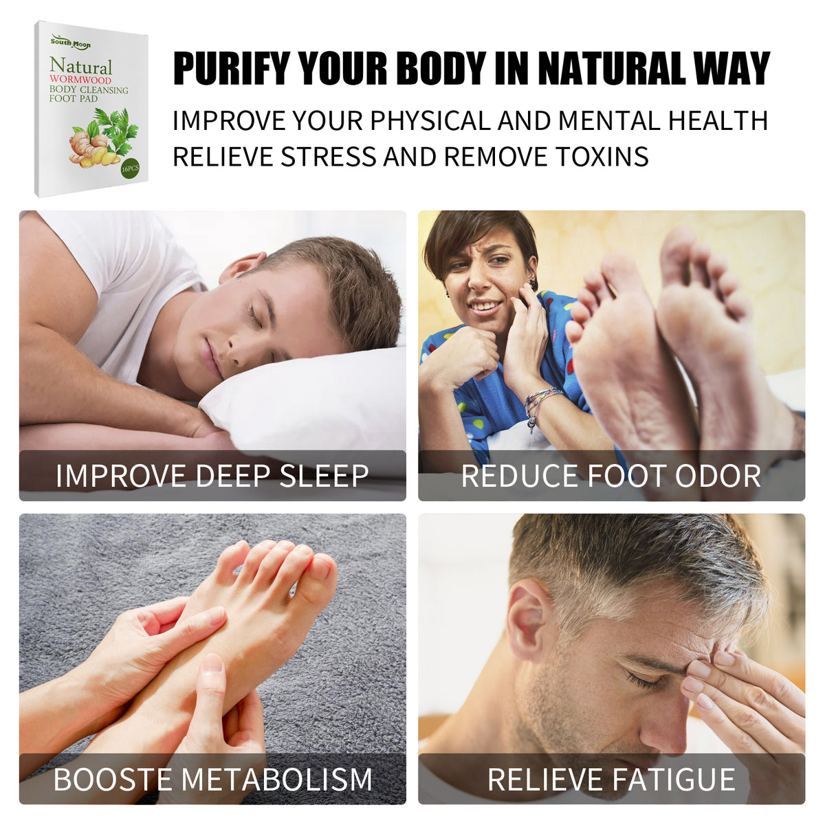 South Moon Body Cleansing Pads, Relieve Body Stress Slimming Helps Sleep Foot Care Patch