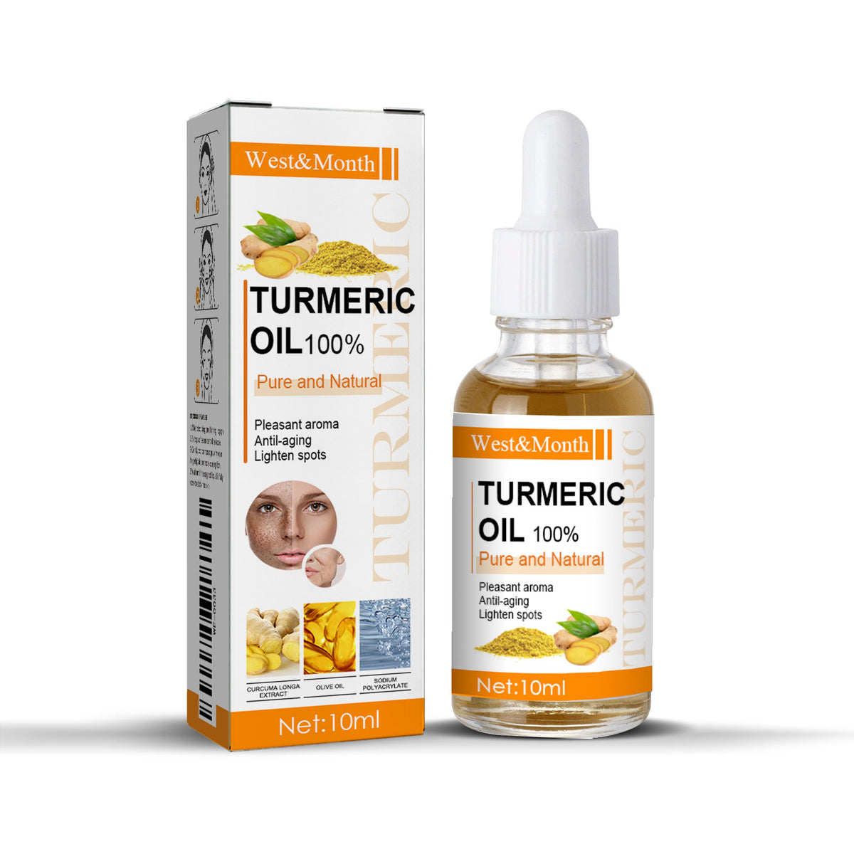 eprolo turmeric essential oil bottle for skin firming and moisturizing, gentle facial skincare product with natural turmeric extract