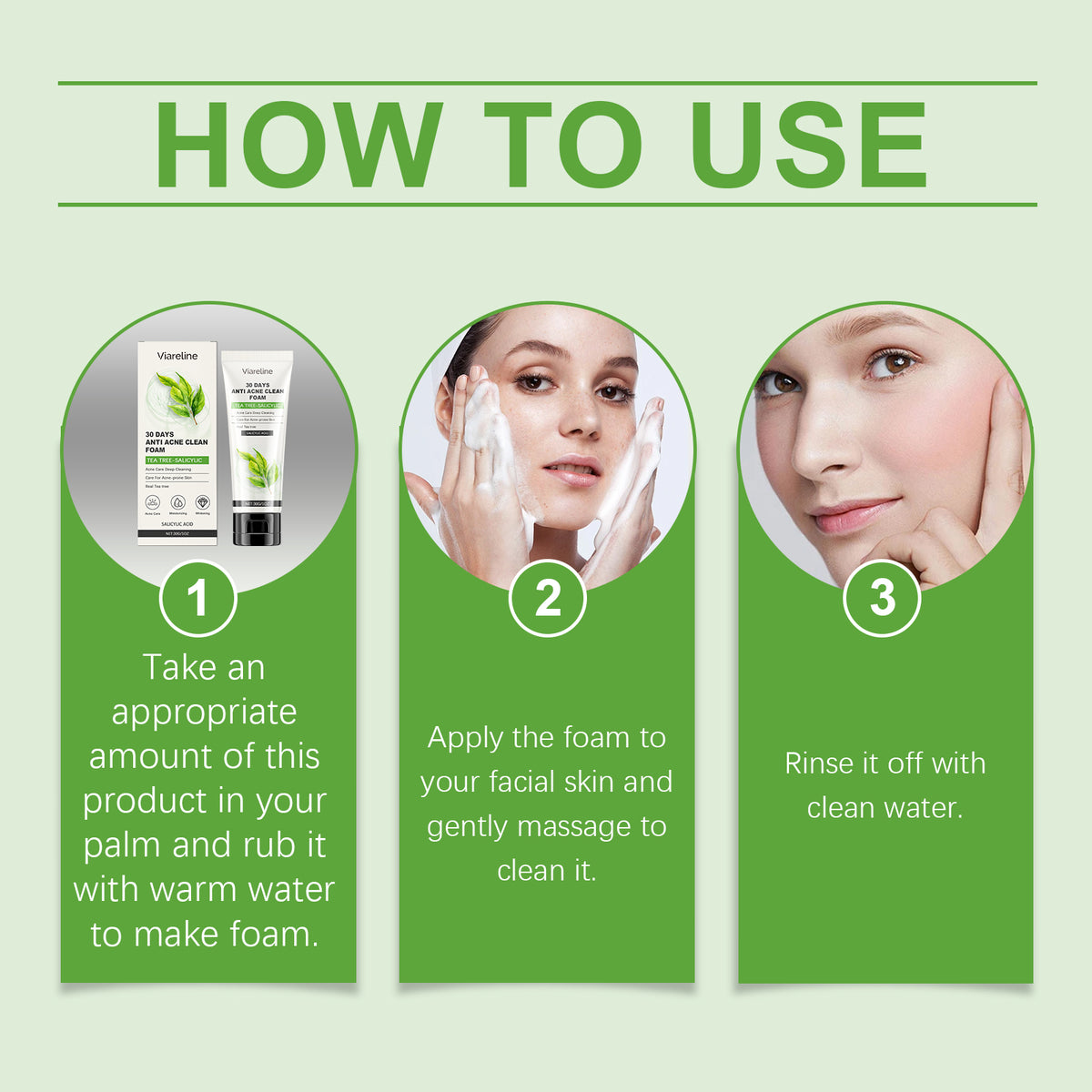 Eprolo Viareline Salicylic Acid Cleanser bottle with clear liquid, designed for gentle face cleansing, oil control, and skin brightening