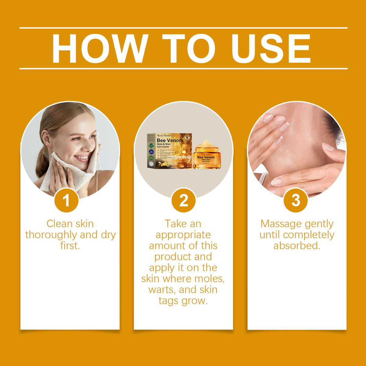 West&Month Bee Venom Keyu Mole Care Cream by eprolo, moisturizing and smoothing skin with lightening and flesh granules for body care.
