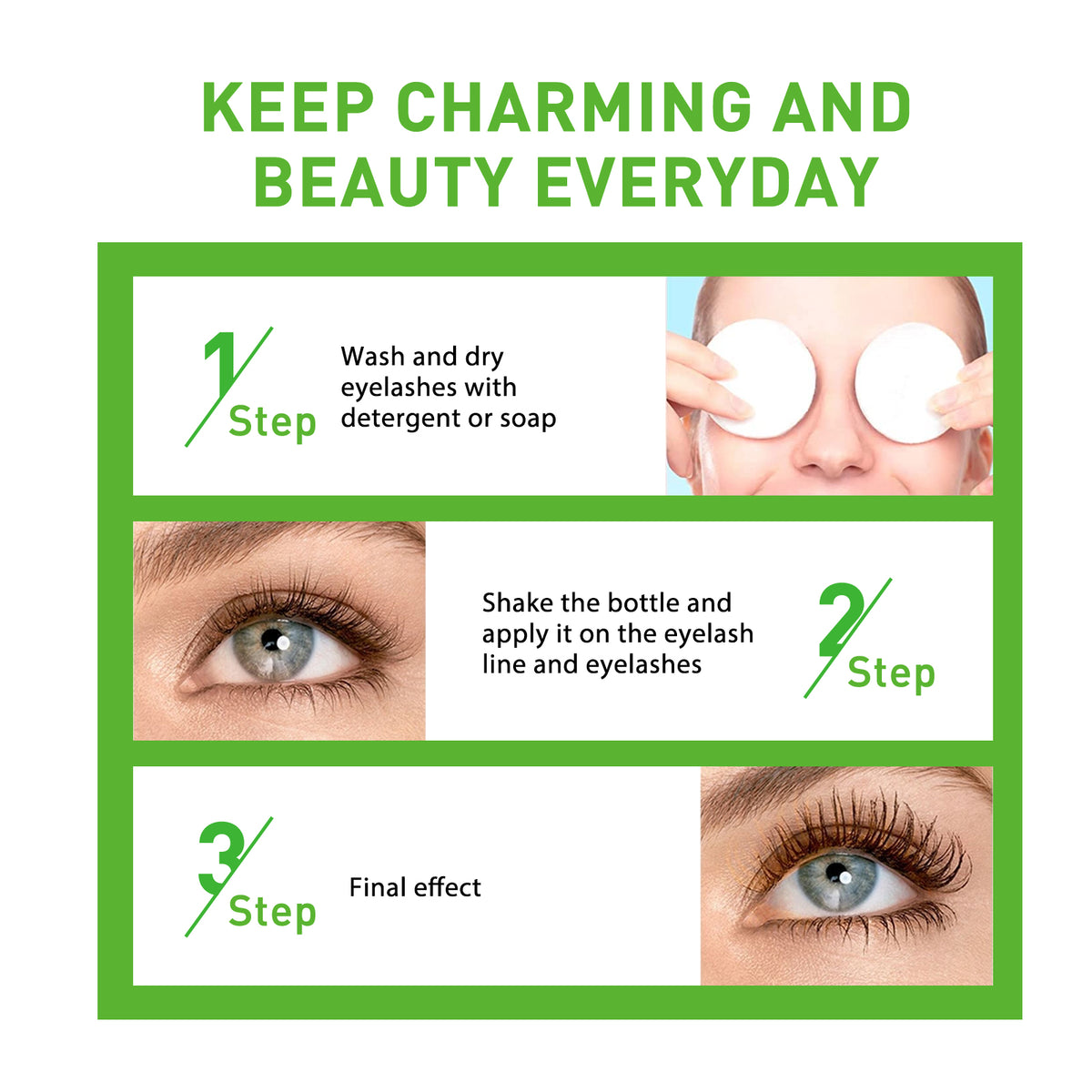 Eprolo West&Month castor oil mascara with natural curling black lashes, mild formula, easy application, non-trace, essential oil.